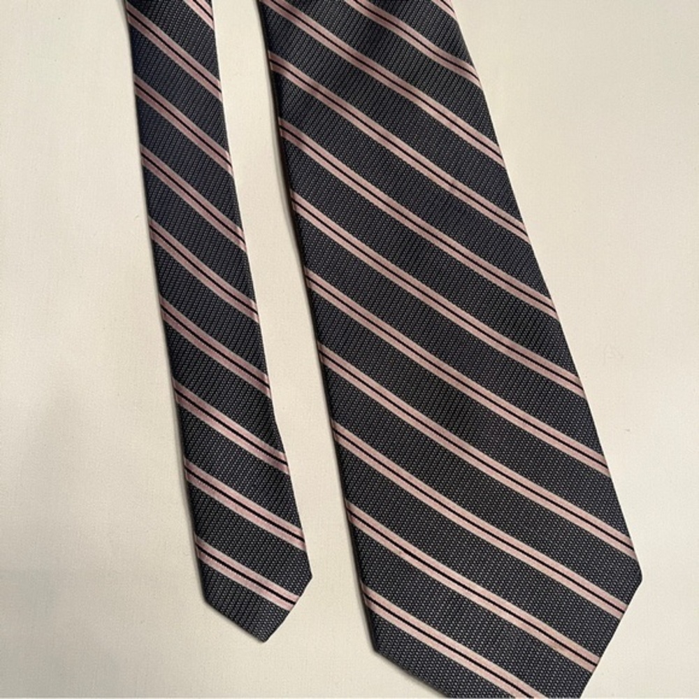 George Men's Tie Silk Navy Pink Black White Four Inches